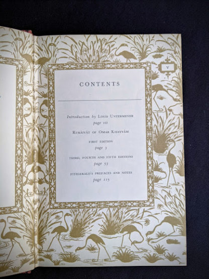 Contents page inside a 1947 copy of Rubaiyat of Omar Khayyam - Random House