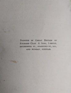 Copyright page inside a 1915 copy of Marys Meadow and Other Tales of Field Flowers by Juliana Horatia Ewing