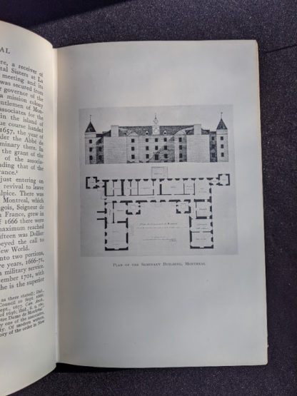 Plan of the Seminary Building in Montreal inside a 1928 limited edition of Montreal 1640-1672 - From the French of Collier De Casson