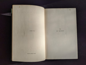 dedication page inside a 1928 limited edition of Montreal 1640-1672 - From the French of Collier De Casson