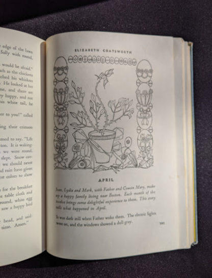 1952 copy of The Easter Book Of Legends And Stories - fourth Edition -illustrated by Pamela Bianco - April by Elizabeth Coatsworth