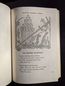 An Easter Canticle inside a 1952 copy of The Easter Book Of Legends And Stories - fourth Edition -illustrated by Pamela Bianco
