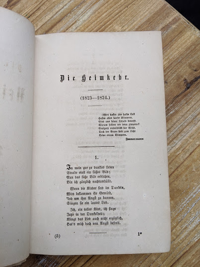 First page inside a 1870 copy of Sämtliche Werke - Heinrich Heine - German Book