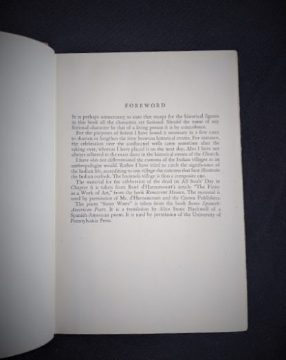 Forward inside a 1945 First Edition The Peacock Sheds His Tail by Alice Tisdale Hobart