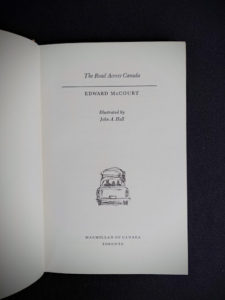 Title page inside 1966 The Road Across Canada by Edward McCourt - 2nd Printing