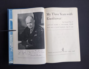 Title page inside a 1946 copy of My Three Years With Eisenhower By Harry C Butcher