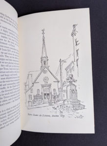 drawing by John Hall of Notre-Dame-des-Victoires Church in Quebec City- 1966 The Road Across Canada by Edward McCourt - 2nd Printing