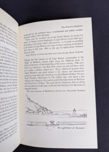 drawing of the lighthouse at baddeck nova scotia inside a 1966 copy of The Road Across Canada by Edward McCourt - 2nd Printing