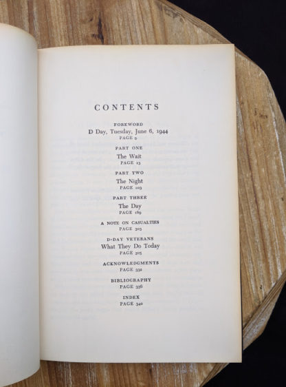 Contents page inside a 1959 copy of The Longest Day June 6 1944 by Cornelius Ryan - Simon & Schuster