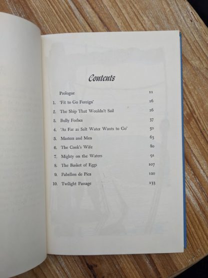 Contents page inside a 1960 copy of The Salt Water Men - Canadas Deep Sea Sailors by Joseph Schull