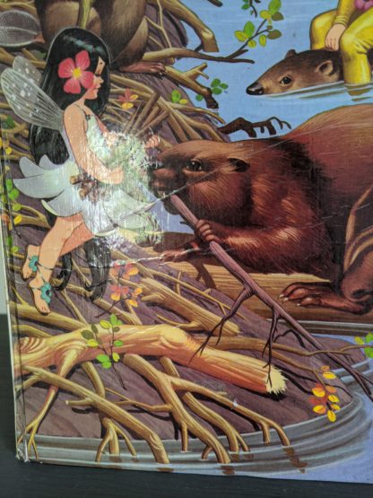 Crease in front cover on a 1973 copy of Journey to the Blue Lake - The Adventures of Dinky and Flora