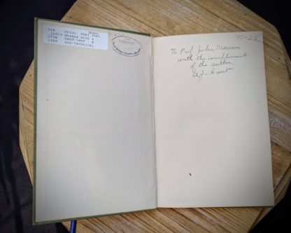 gift annotation inside a 1900 copy of Mosses with a Hand-Lens - A Non - Technical Handbook of the More Recognized Mosses of the North-Eastern United States - By A J Grout