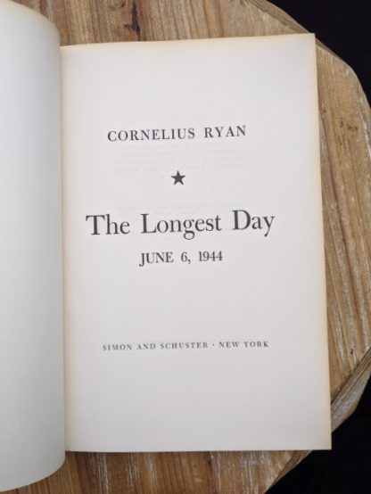 title page inside a 1959 copy of The Longest Day June 6 1944 by Cornelius Ryan - Simon & Schuster