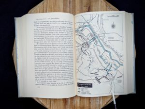 1862 map of Fredericksburg inside a 1965 copy of Never Call Retreat - The Centennial History of the Civil War by Bruce Catton - Volume Three