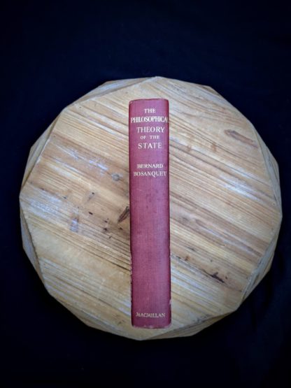 Spine view on a 1930 copy of The Philosophical Theory of the State by Bernard Bosanquet - signed by H. S. Harris