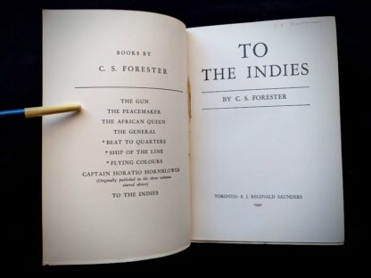 1940 To the Indies by C.S. Forester - First Canadian Edition - published by S.J. Reginald Saunders - Title page