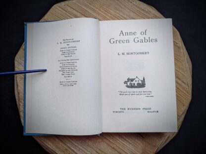 1948 Anne of Green Gables by Montgomery published by Ryerson Press - Title Page