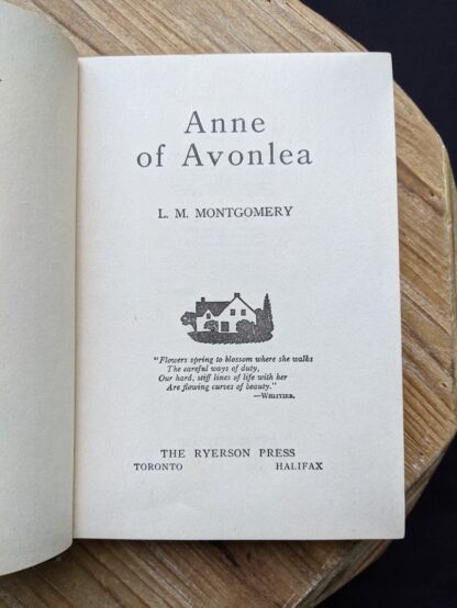 Title page inside a 1947 copy of Anne of Avonlea by Montgomery