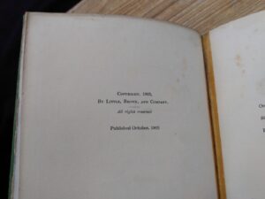 Copyright page up close inside a 1903 First edition copy of The Golden Windows - A Book Of Fables For Young And Old