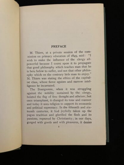 Preface inside a 1907 First edition copy of Right to be Lazy and Other Studies by Paul Lafargue