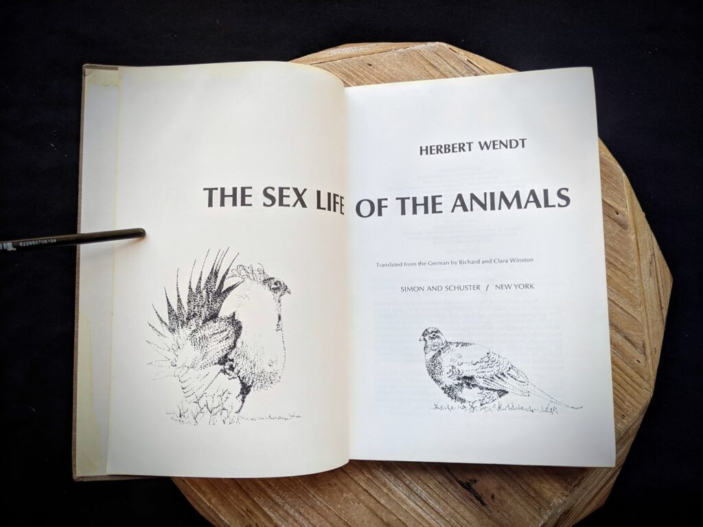 Title Page - 1965 The Sex Life of the Animals by Herbert Wendt - First Printing