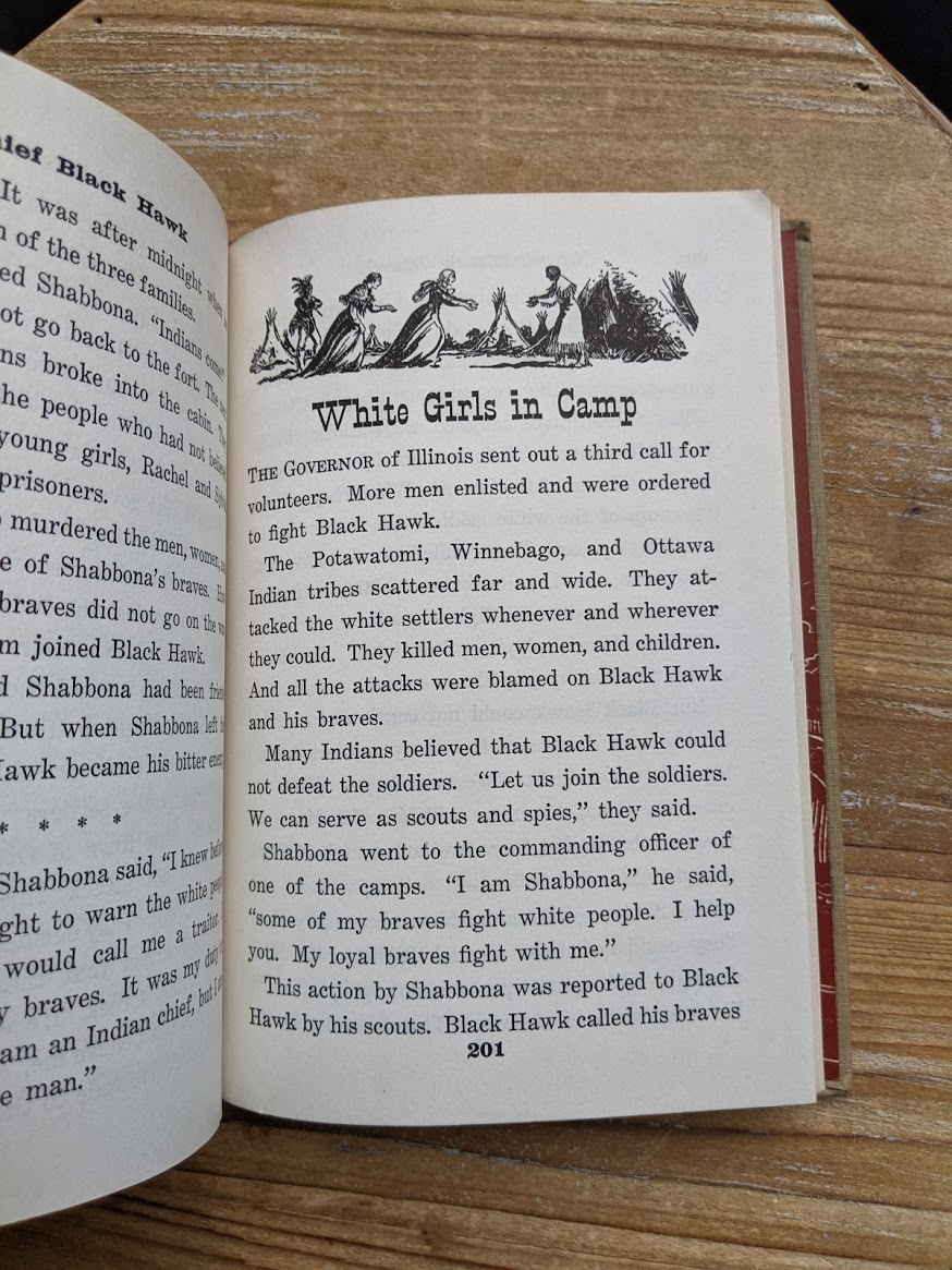 White Girls in Camp inside a 1943 copy of Chief Black Hawk by Frank L Beals - The American Adventure Series - First Edition
