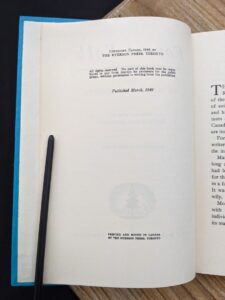 copyright page on a 1949 Forest Folk by Charles G. D. Roberts - First edition