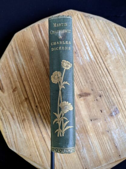 Spine View on an antiquarian copy of The Life and Adventures of Martin Chuzzlewit by Charles Dickens - Circa 1880's - undated - Published by Walter Scott Ltd