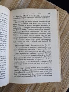 The Holy Sepulcher inside a 1932 copy of The Flying Carpet by Richard Halliburton - First Edition