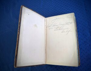 front pastedown and endpaper inside a 1845 copy of The Life of our Lord and Saviour Jesus Christ by Rev. John Fleetwood