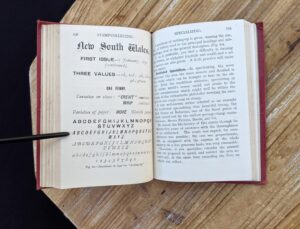 pages inside a 1910 circa copy of Stamp Collecting - A Guide for Beginners by A. B. Creeke
