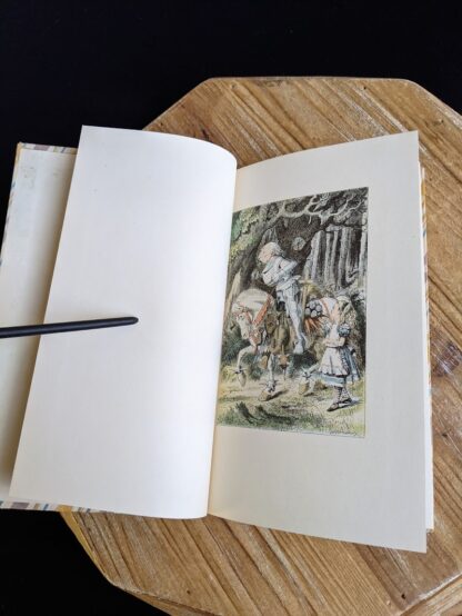 Colour illustration by John Tenniel on front freepaper - 1946 Through The Looking-Glass - Two Volumes - by Lewis Carroll. Published by Random House, New York - Special Edition