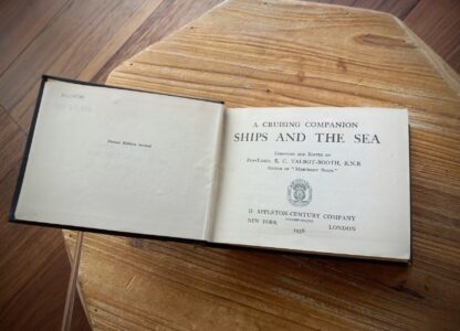 title page and copyright page inside a 1936 copy of Ships and the Sea by Talbot-Booth - second edition
