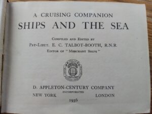 title page up close - 1936 Ships and the Sea by Talbot-Booth - second edition