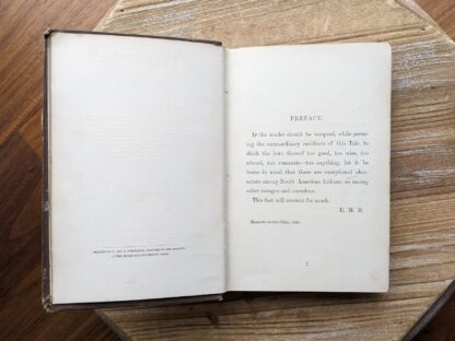 Preface inside a1886 copy of A Prairie Chief A Tale. By R.M Ballantyne