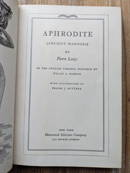 Title Page inside a 1932 copy of Aphrodite {Ancient Manners} by Pierre Louys - Illustrated Editions Company