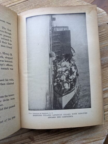 Hoisting Titanic Lifeboat filled with rescued aboard the Carpathia - 1912 Story of the Wreck of the Titanic - The Ocean's Greatest Disaster - Memorial Edition