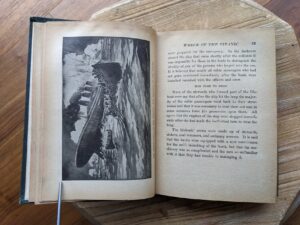 The Destruction of the Titanic - illustration inside a 1912 copy of Story of the Wreck of the Titanic - The Ocean's Greatest Disaster - Memorial Edition