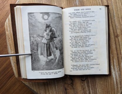 illustration inside a scarce undated copy of The Poetical Works of Robert Burns - Limp Vellum calf leather