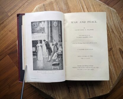 title page - War and Peace by Count Tolstoy - Volume 1 of 2 - published by The Walter Scott Publishing Company