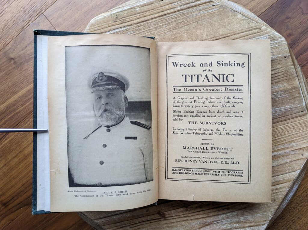 title page with a photo of Capt. E. J. Smith - 1912 Story of the Wreck of the Titanic - The Ocean's Greatest Disaster - Memorial Edition