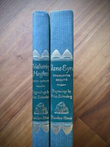 1943 book set - Wuthering Heights and Jane Eyre by Bronte sisters - Random House, New York - upper binding view