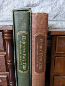 1945 Grimms' and Andersen's Fairy Tales - 2 Book Set - Grosset & Dunlap publishers - upper binding view