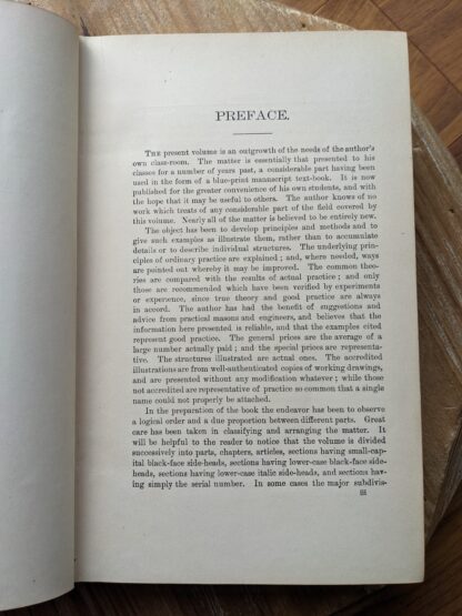 First page of Preface - 1903 A Treatise on Masonry Construction by Ira O. Baker - New York, J. Wiley & Sons - Ninth Edition