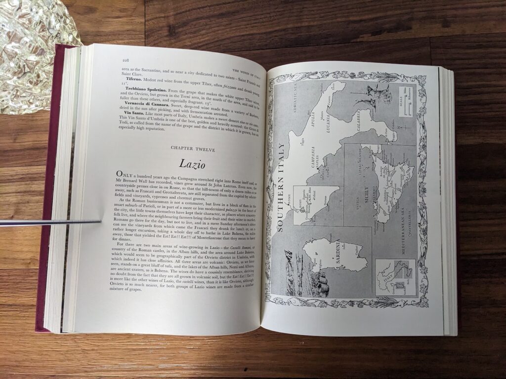 Map of Lazio - 1967 Wines of the World edited by Andre L. Simon - McGraw-Hill Book Company