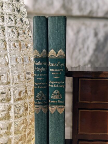 Upper bindings - 1943 book set - Wuthering Heights and Jane Eyre by Bronte sisters - Random House, New York