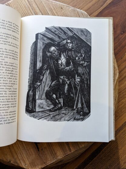 Wood Engraved illustration by Fritz Eichenberg inside a 1943 copy of Wuthering Heights by Emily Bronte