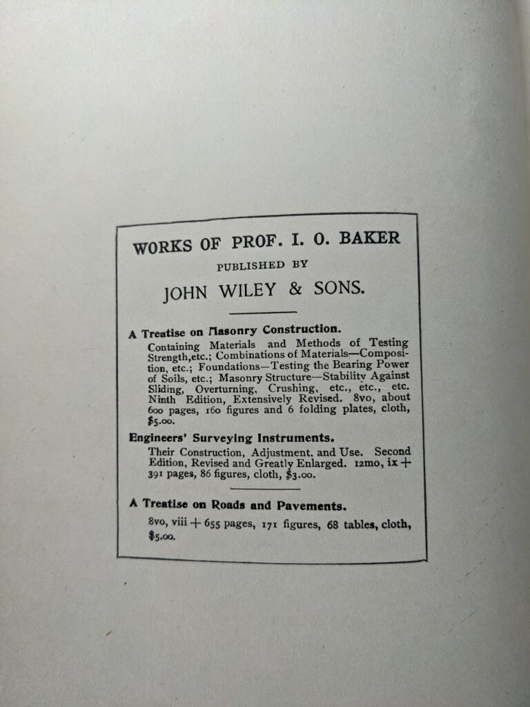 Works of Prof. I. O. Baker published by John Wiley & Sons