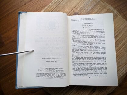 copyright and prologue page - 1964 REPORT OF THE WARREN COMMISSION - The Assassination of President Kennedy published by Bantam Books Inc. - The New York Times Company