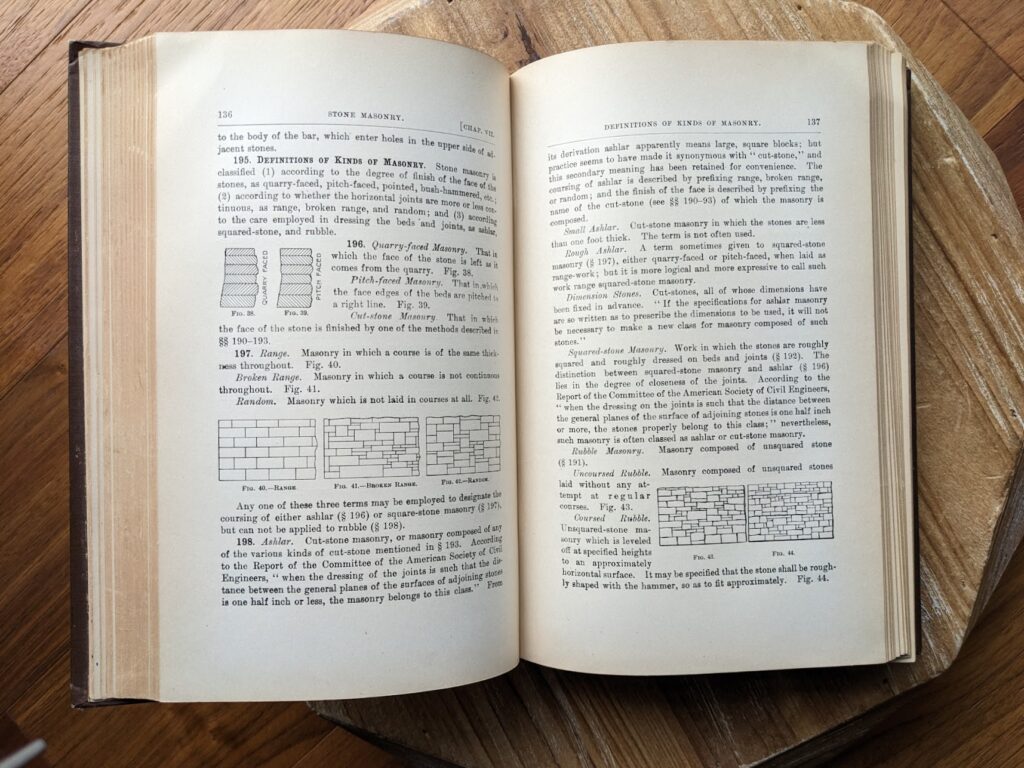 definitions of kinds of masonry - 1903 A Treatise on Masonry Construction by Ira O. Baker - New York, J. Wiley & Sons - Ninth Edition